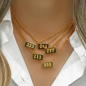 Angel Number Square Plate Necklace *18K Gold Plated*